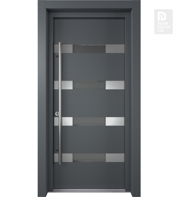 MODERN FRONT STEEL DOOR AURA ANTRACIT/WHITE 37 7/16" X 81 11/16" RHI + HARDWARE