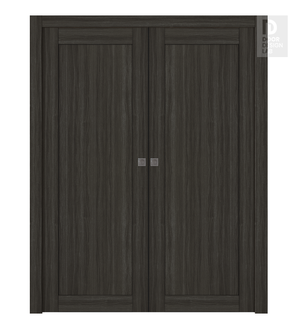 Shaker 1 Panel Gray Oak Modern Interior Double Pocket Doors by Belldinni