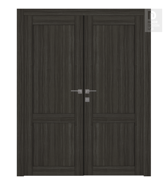 Shaker 2 Panel Gray Oak Modern Interior Double Swing Doors by Belldinni
