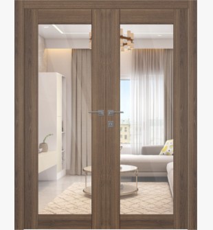 Avon 207 Clear Vetro Pecan Nutwood Double doors