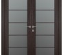 Avon 5 Lite Vetro Veralinga Oak Modern Interior Double Swing Doors by Belldinni