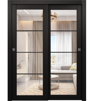 Avon 4 Lite Clear Vetro Black Matte Bypass doors