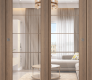 Avon 5 Lite Clear Vetro Pecan Nutwood Modern Interior Bypass Doors by Belldinni