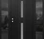 Modern Steel Front Door DIAMOND A6 60" X 80" BLACK/WHITE FROSTED GLASS PANEL BLACK RHI WITH 2 SIDELITES MIRRORED GLASS