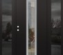 Modern Steel Front Door DIAMOND A1 60" X 80" BLACK/BLACK CLEAR GLASS PANEL STAINLESS STEEL RHI WITH 2 SIDELITES MIRRORED GLASS