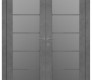 Avon 5 Lite Vetro Dark Urban Modern Interior Double Swing Doors by Belldinni