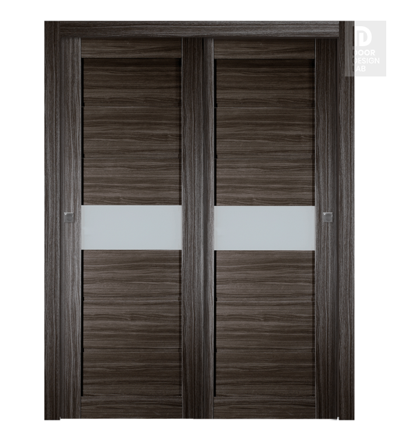 Edna Vetro Gray Oak Modern Interior Bypass Doors by Belldinni