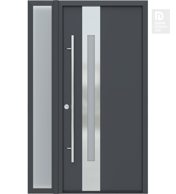 MODERN FRONT STEEL DOOR ZEPHYR ANTRACIT/WHITE 49 1/4" X 81 11/16" RHI + SIDELITE LEFT