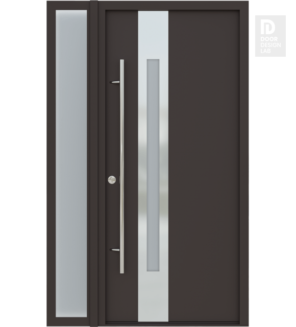 MODERN FRONT STEEL DOOR ZEPHYR BROWN/WHITE 49 1/4" X 81 11/16" RHI + SIDELITE LEFT