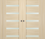 Avon 07-04 Vetro Loire Ash Modern Interior Double Pocket Doors by Belldinni