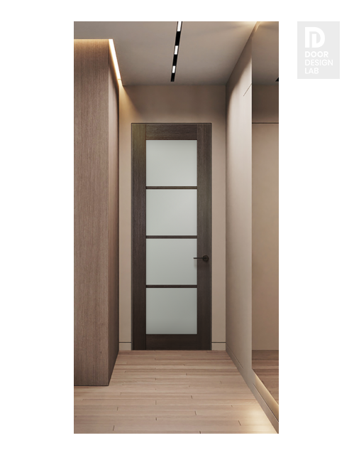 Avon 4 Lite Vetro Veralinga Oak Modern Interior Frameless Door by Belldinni