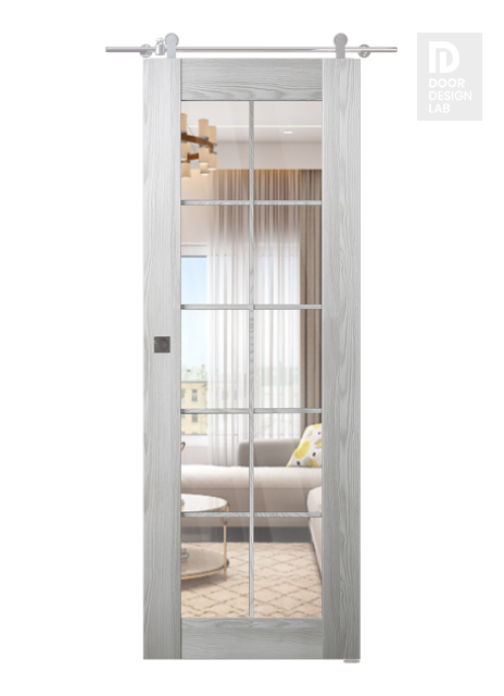 Avon 10 Lite Clear Ribeira Ash Modern Interior Barn Door by Belldinni