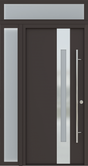 MODERN FRONT STEEL DOOR ZEPHYR BROWN/WHITE 49 1/4" X 95 11/16" LHI + SIDELITE LEFT/TRANSOM