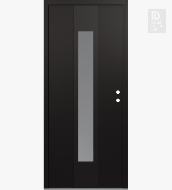 Modern Steel Front Door DIAMOND A1 36" X 80" BLACK/WHITE FROSTED GLASS PANEL BLACK LHI