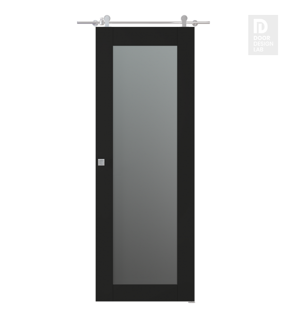 Avon 207 Vetro Black Matte Modern Interior Barn Door by Belldinni