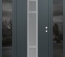 Modern Steel Front Door DIAMOND A9 60" X 80" ANTHRACITE/ANTHRACITE FROSTED GLASS PANEL STAINLESS STEEL LHI WITH 2 SIDELITES MIRRORED GLASS