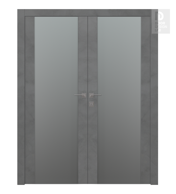 Avon 202 Vetro Dark Urban Modern Interior Double Swing Doors by Belldinni