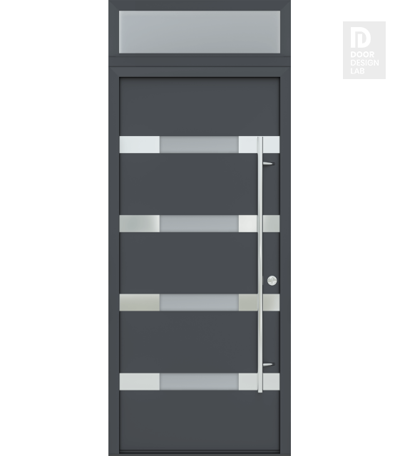 MODERN FRONT STEEL DOOR AURA ANTRACIT/WHITE 37 7/16" X 95 11/16" LHI + TRANSOM