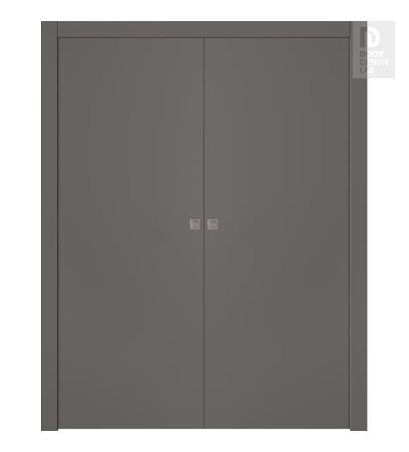 Optima Gray Matte Modern Interior Double Pocket Doors by Belldinni