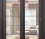 Palladio 5 Lite Clear Vetro Gray Oak Modern Interior Bypass Doors by Belldinni