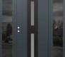 Modern Steel Front Door DIAMOND A6 60" X 80" ANTHRACITE/ANTHRACITE FROSTED GLASS PANEL BLACK RHI WITH 2 SIDELITES MIRRORED GLASS