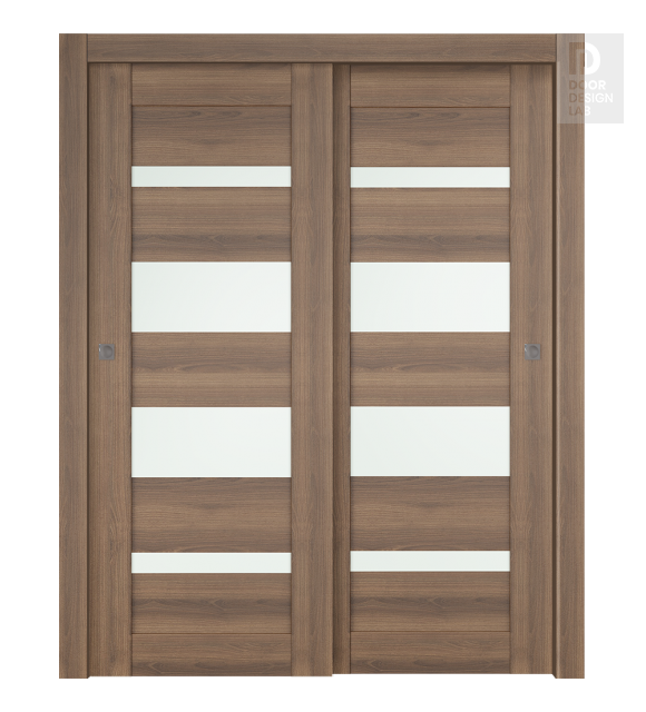 Avon 07-01 Vetro Pecan Nutwood Modern Interior Bypass Doors by Belldinni