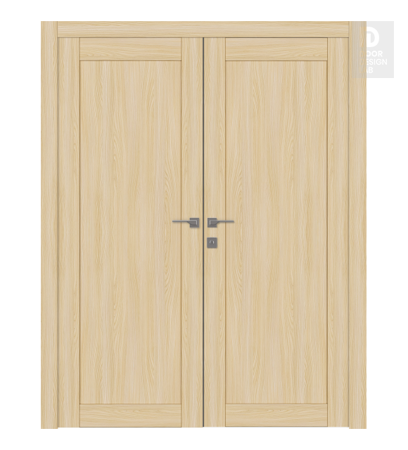 Shaker 1 Panel Loire Ash Modern Interior Double Swing Doors by Belldinni