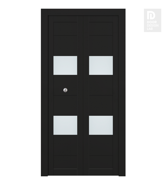 Berta Vetro Black Matte Modern Interior Bifold Doors by Belldinni