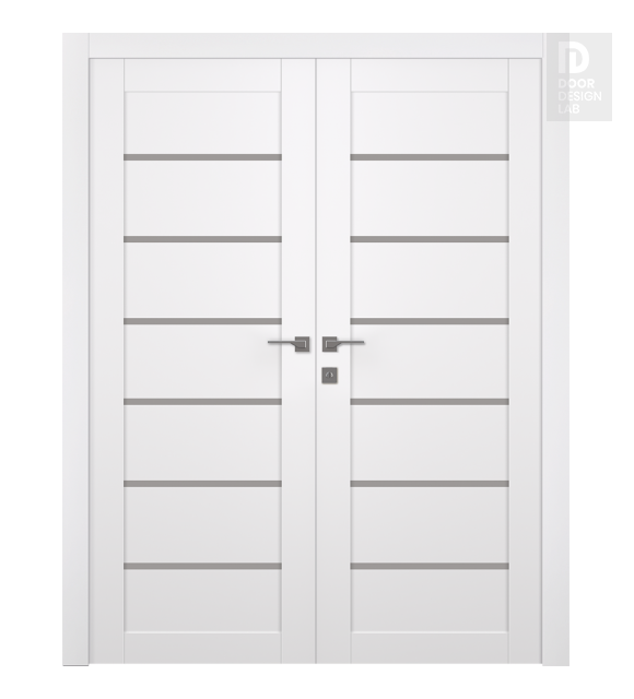 Alba Snow White Modern Interior Double Swing Doors by Belldinni