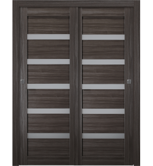 Leora Vetro Gray Oak Bypass doors