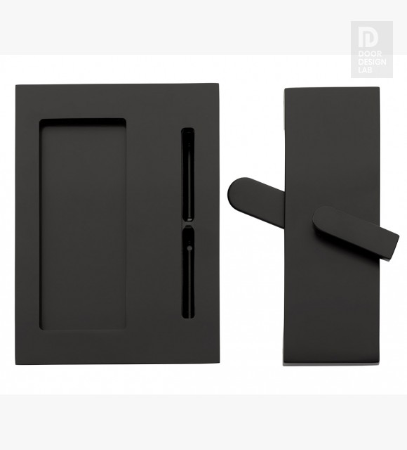 Modern Steel Front Door EMTEK BARN PRIVACY LOCK WITH FLUSH PULL PRIVACY FLAT BLACK (US19) 222202