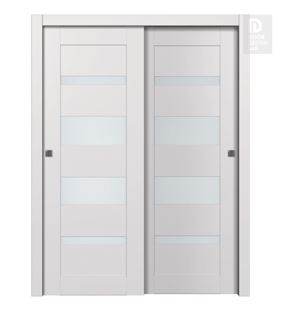 Avon 07-01 Vetro Snow White Modern Interior Bypass Doors by Belldinni