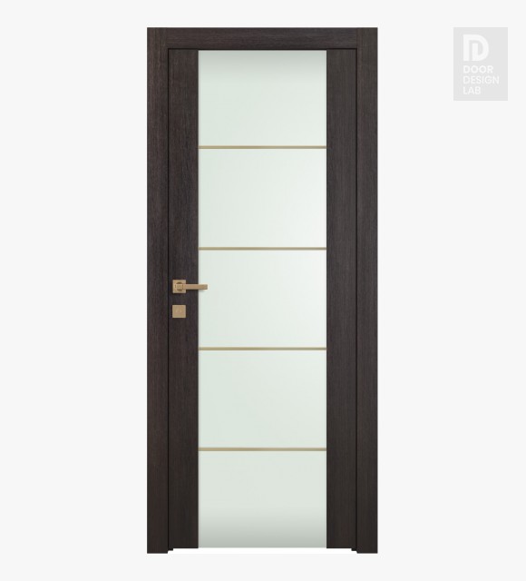Avon 202 4H Gold Strips Vetro Veralinga Oak Modern Interior Door by Belldinni