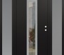 Modern Steel Front Door DIAMOND A1 64" X 80" BLACK/BLACK CLEAR GLASS PANEL STAINLESS STEEL LHI WITH 2 SIDELITES FROSTED GLASS