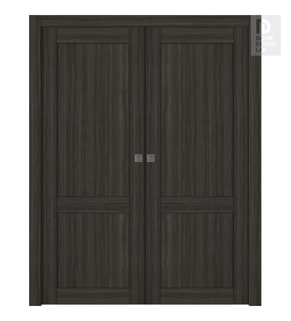 Shaker 2 Panel Gray Oak Modern Interior Double Pocket Doors by Belldinni