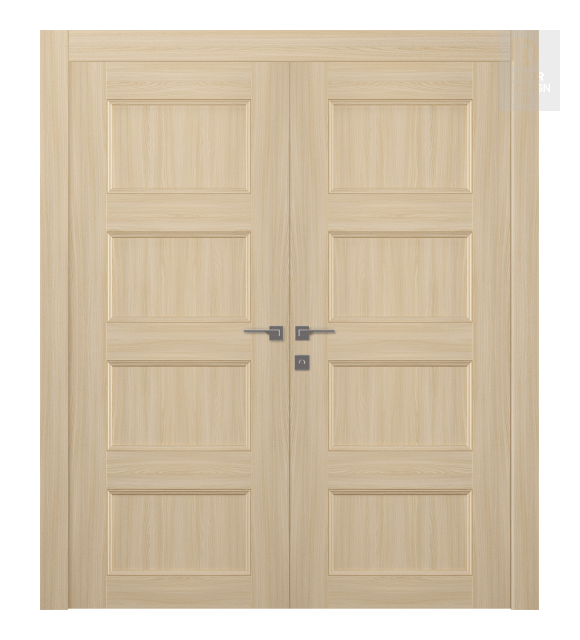 Oxford Uno 07 3R Loire Ash Modern Interior Double Swing Doors by Belldinni