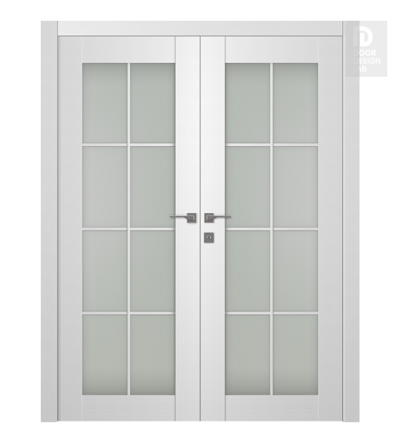Palladio 8 Lite Vetro Bianco Noble Modern Interior Double Swing Doors by Belldinni