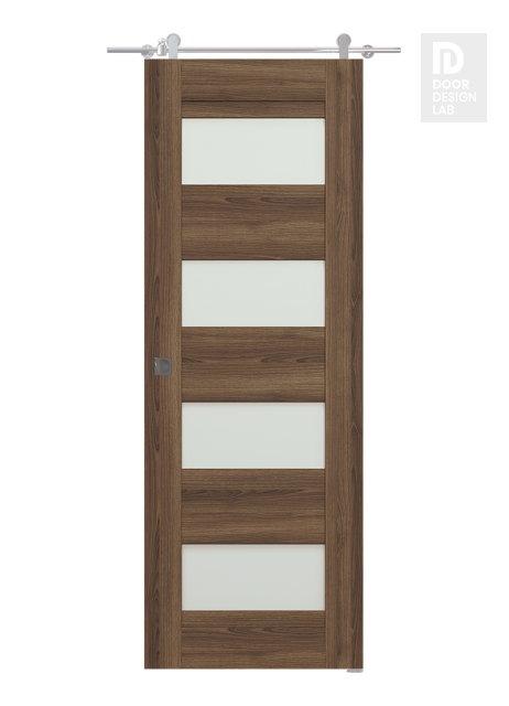 Avon 07-08 Vetro Pecan Nutwood Modern Interior Barn Door by Belldinni