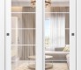 Palladio 5 Lite Clear Vetro Bianco Noble Modern Interior Bypass Doors by Belldinni