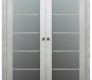 Avon 5 Lite Vetro Ribeira Ash Modern Interior Double Pocket Doors by Belldinni