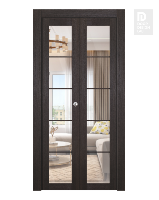 Avon 5 Lite Clear Vetro Veralinga Oak Modern Interior Bifold Doors by Belldinni