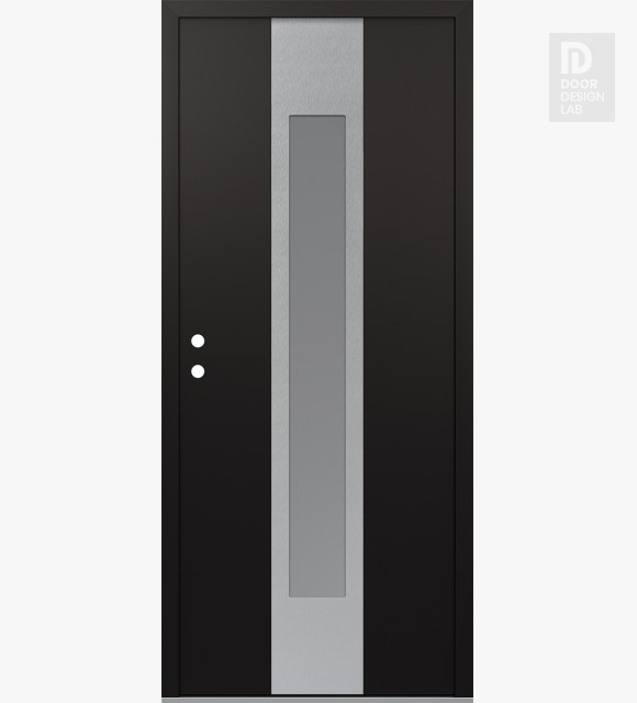 Modern Steel Front Door DIAMOND A1 36" X 80" BLACK/WHITE FROSTED GLASS PANEL STAINLESS STEEL RHI