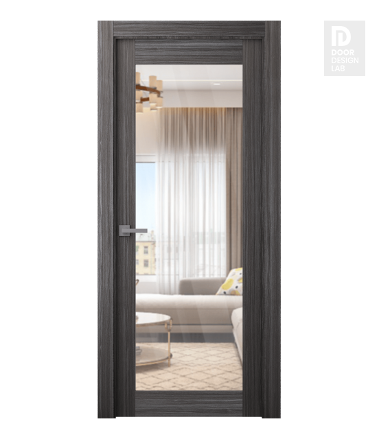 Palladio 207 Clear Vetro Gray Oak Modern Interior Door by Belldinni