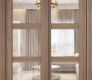 Avon 3 Lite Clear Vetro Pecan Nutwood Modern Interior Bypass Doors by Belldinni