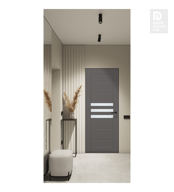 Dome Vetro Gray Matte Modern Interior Frameless Door by Belldinni