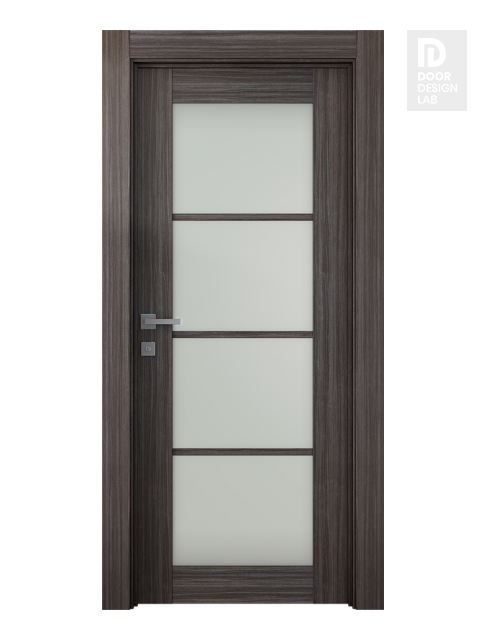 Palladio 4 Lite Vetro Gray Oak Modern Interior Door by Belldinni
