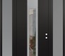 Modern Steel Front Door DIAMOND A1 60" X 96" BLACK/BLACK CLEAR GLASS PANEL STAINLESS STEEL LHI WITH 2 SIDELITES AND TRANSOM FROSTED GLASS