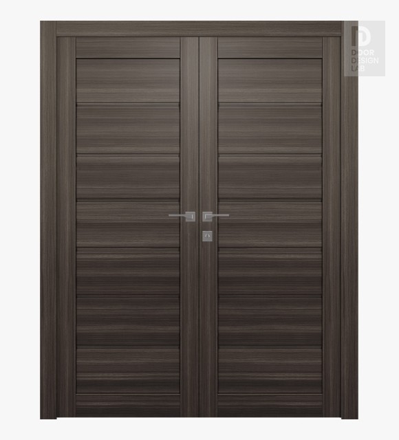 Alda Gray Oak Modern Interior Double Swing Doors by Belldinni