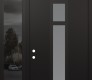 Modern Steel Front Door DIAMOND A9 50" X 96" BLACK/WHITE FROSTED GLASS PANEL BLACK RHI WITH SIDELITE AND TRANSOM MIRRORED GLASS