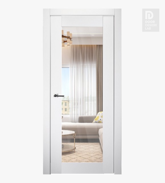 Smart Pro 207 Clear Vetro Polar White Modern Interior Door by Belldinni